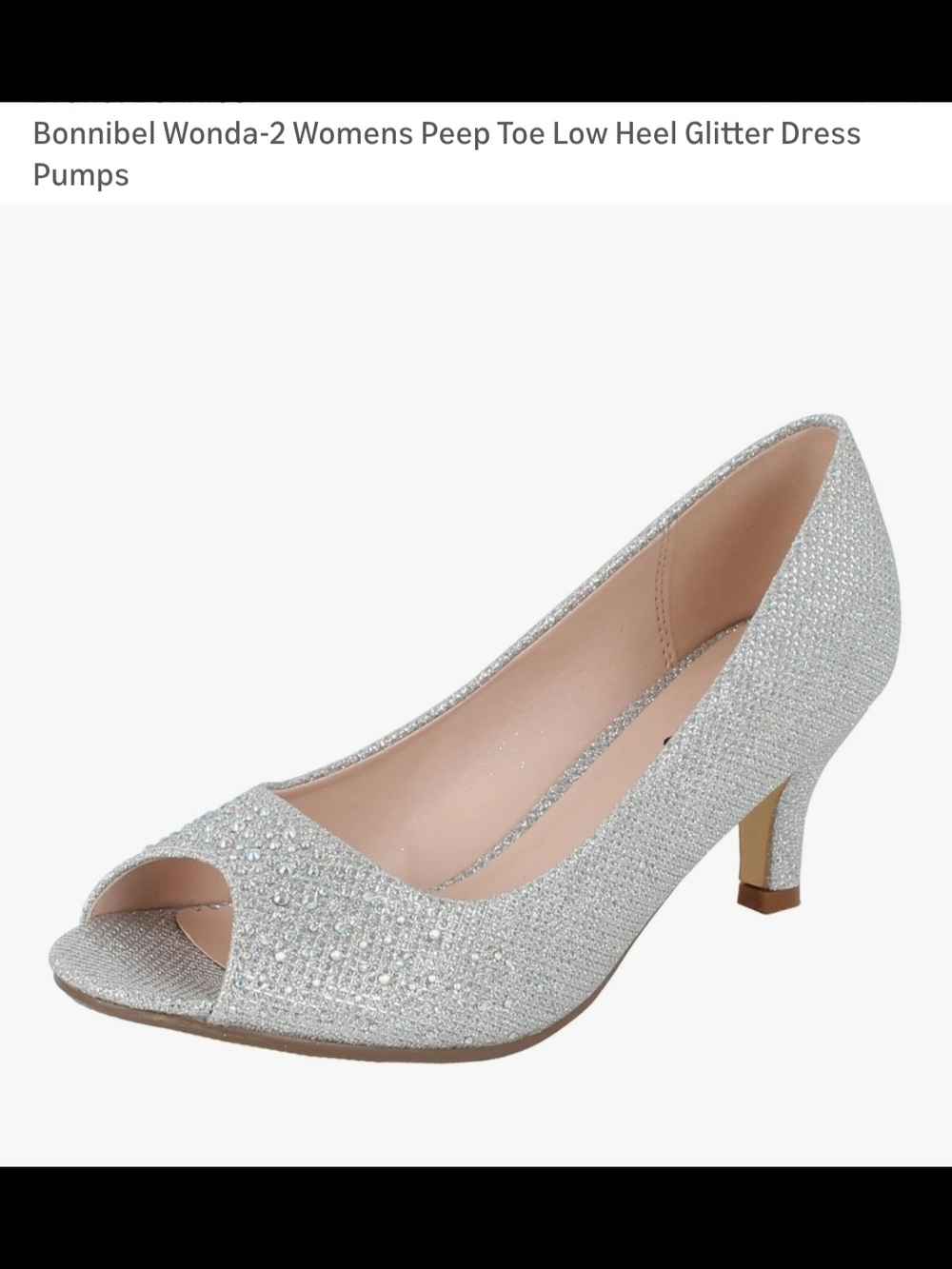 Bonnibel Silver Glitter Peep Toe Dress Heels